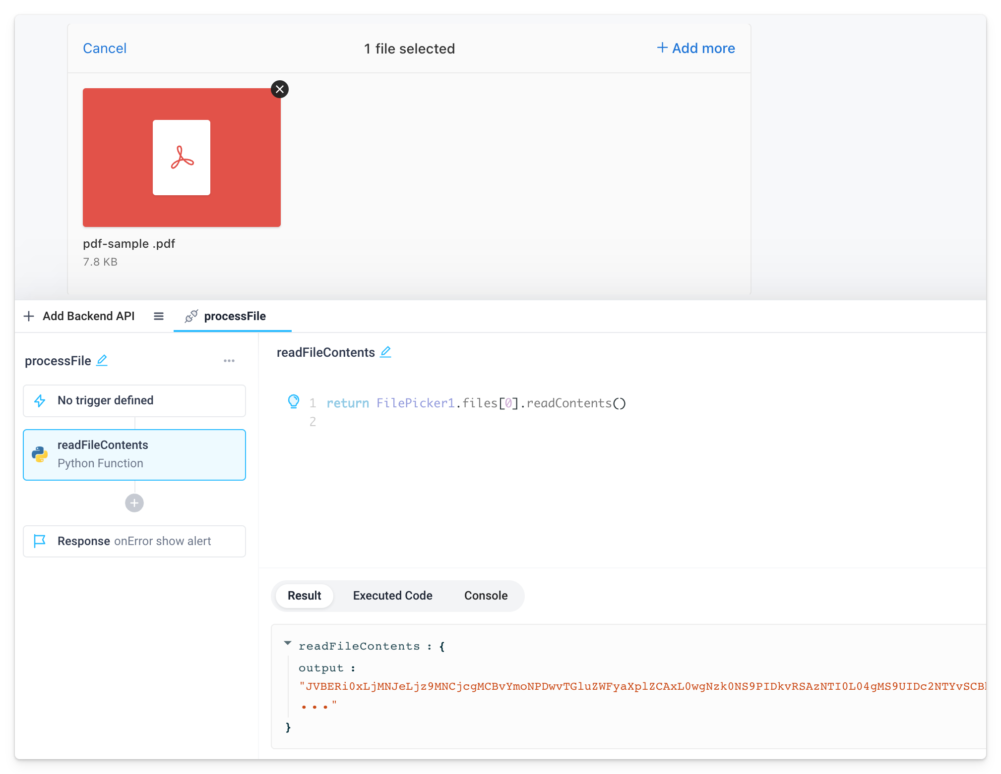 Read file contents as base64 string