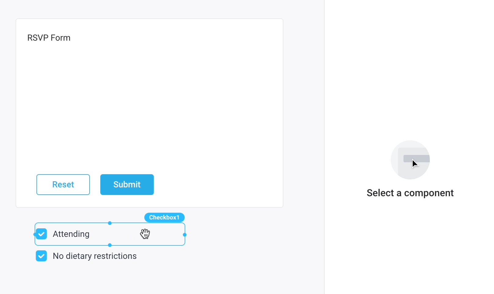 Drag checkboxes into a form component