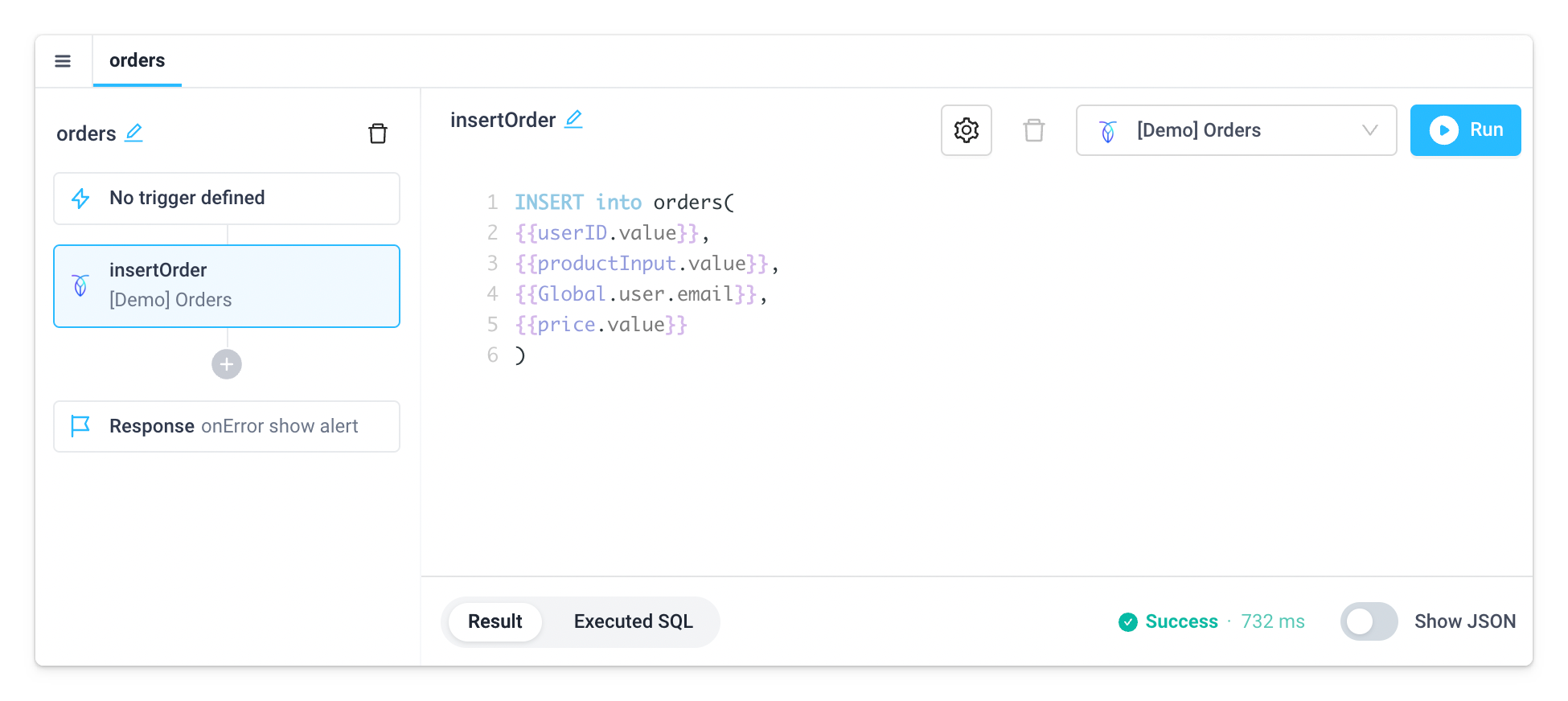 Write data into a CockroachDB database using SQL in a backend API