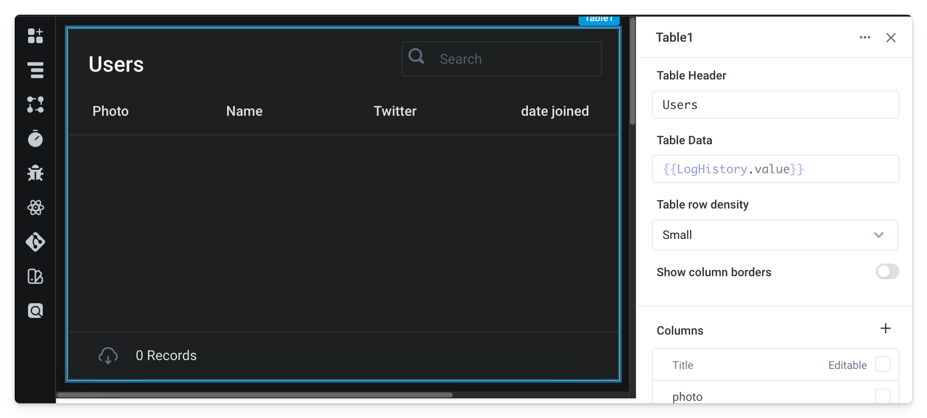 Configure Table