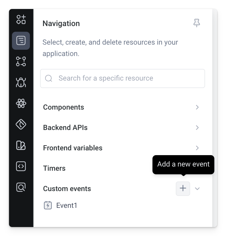 Create an event from the Navigation panel