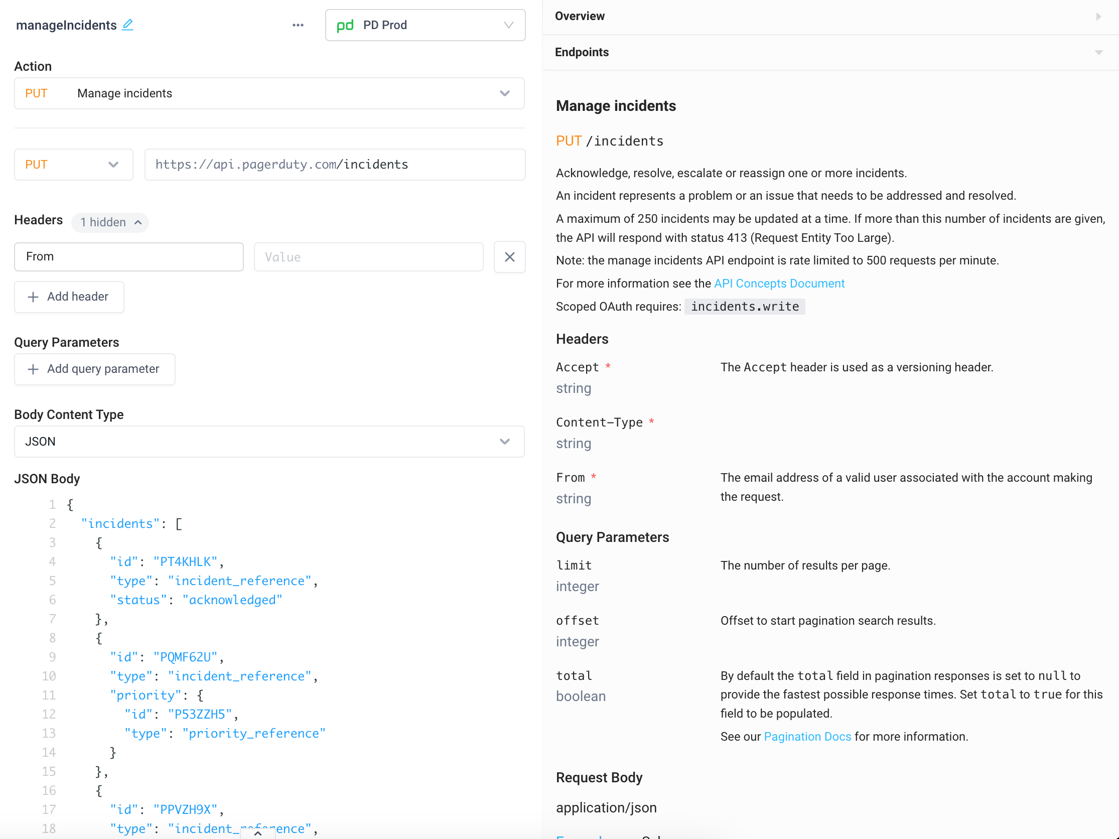 Explore the API docs side by side with creating a REST request