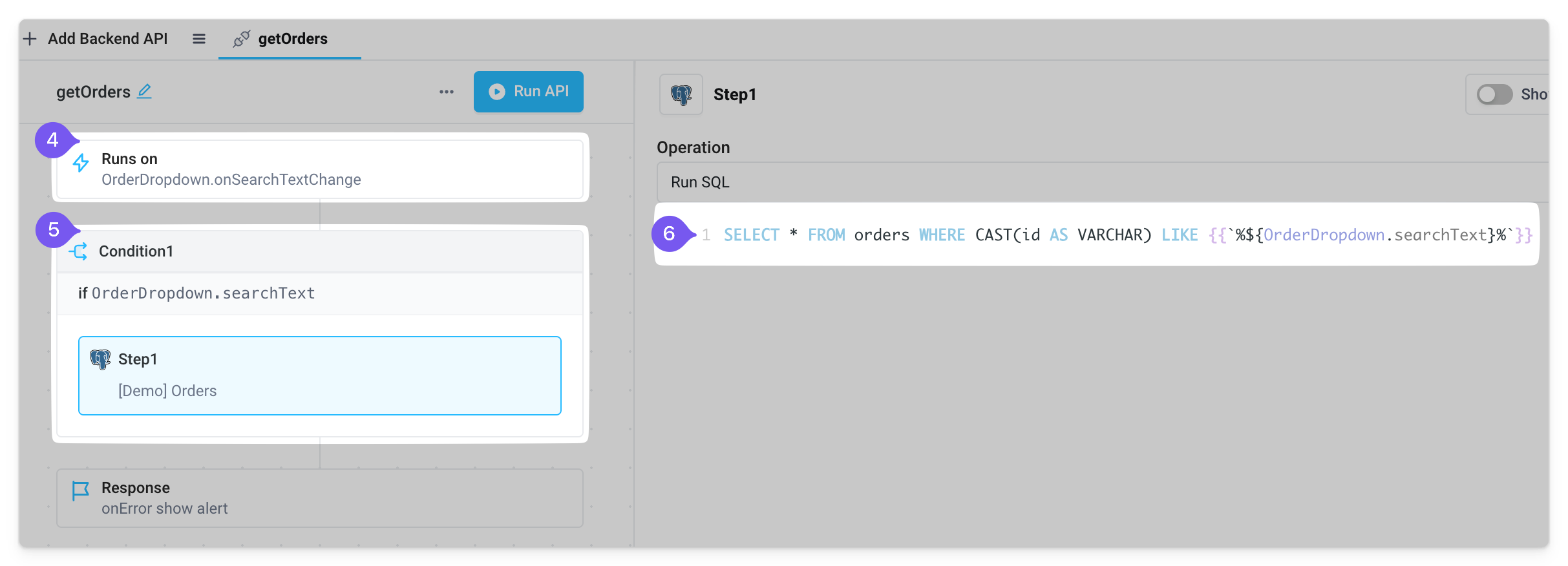 Backend API for server-side dropdown filtering