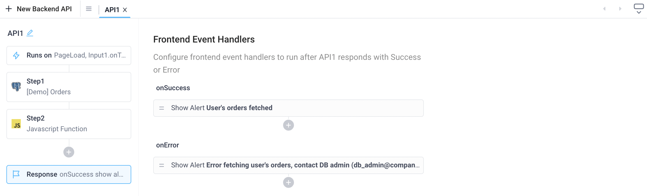 Define custom error notifications for APIs within the API builder