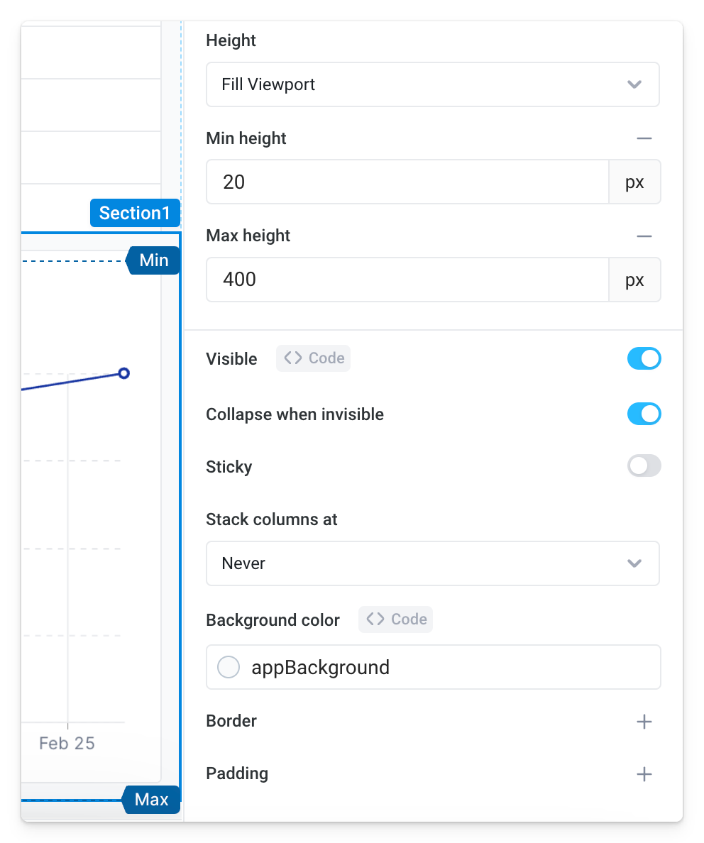 Set section height to fill viewport