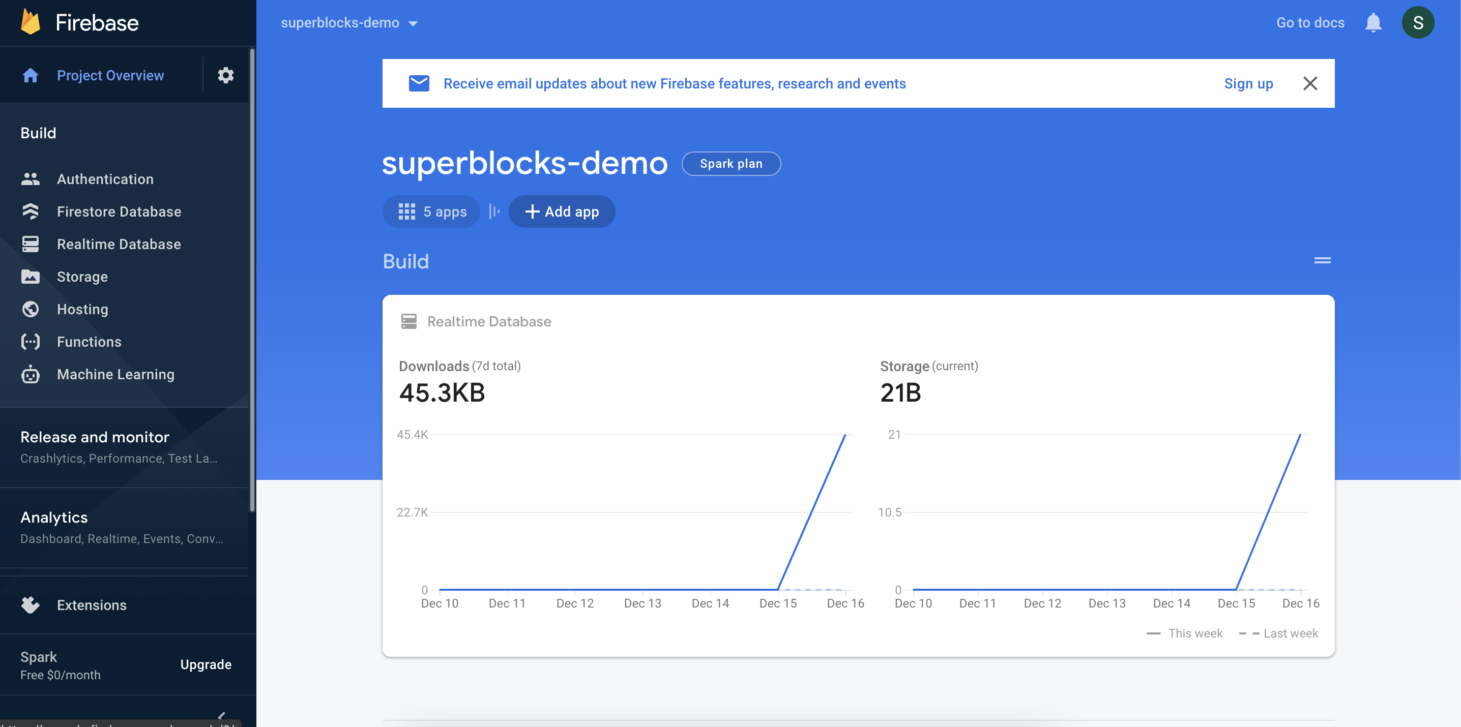 Create a new Firebase web application