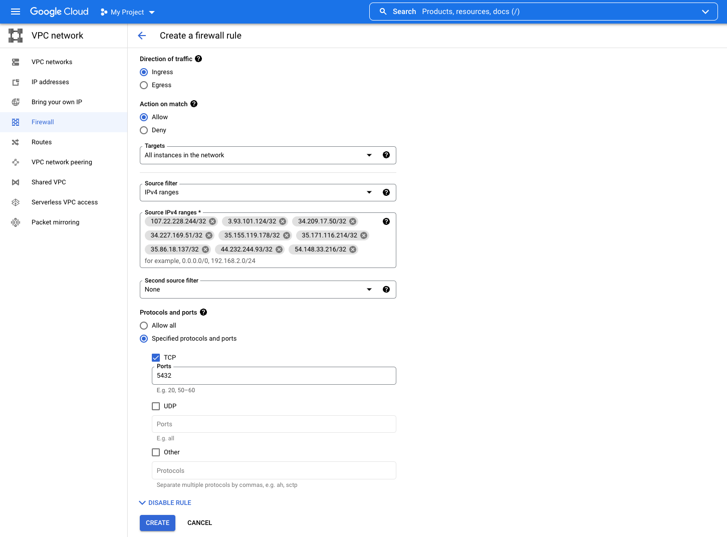 Add Superblocks IP addresses to the allow list in GCP