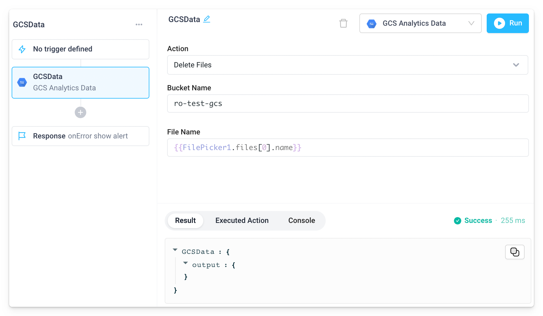 Delete a file from a GCS bucket