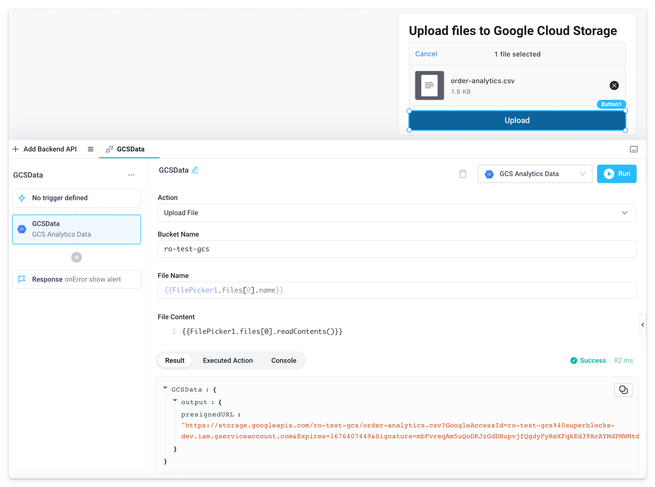 Write data to Google Cloud Storage