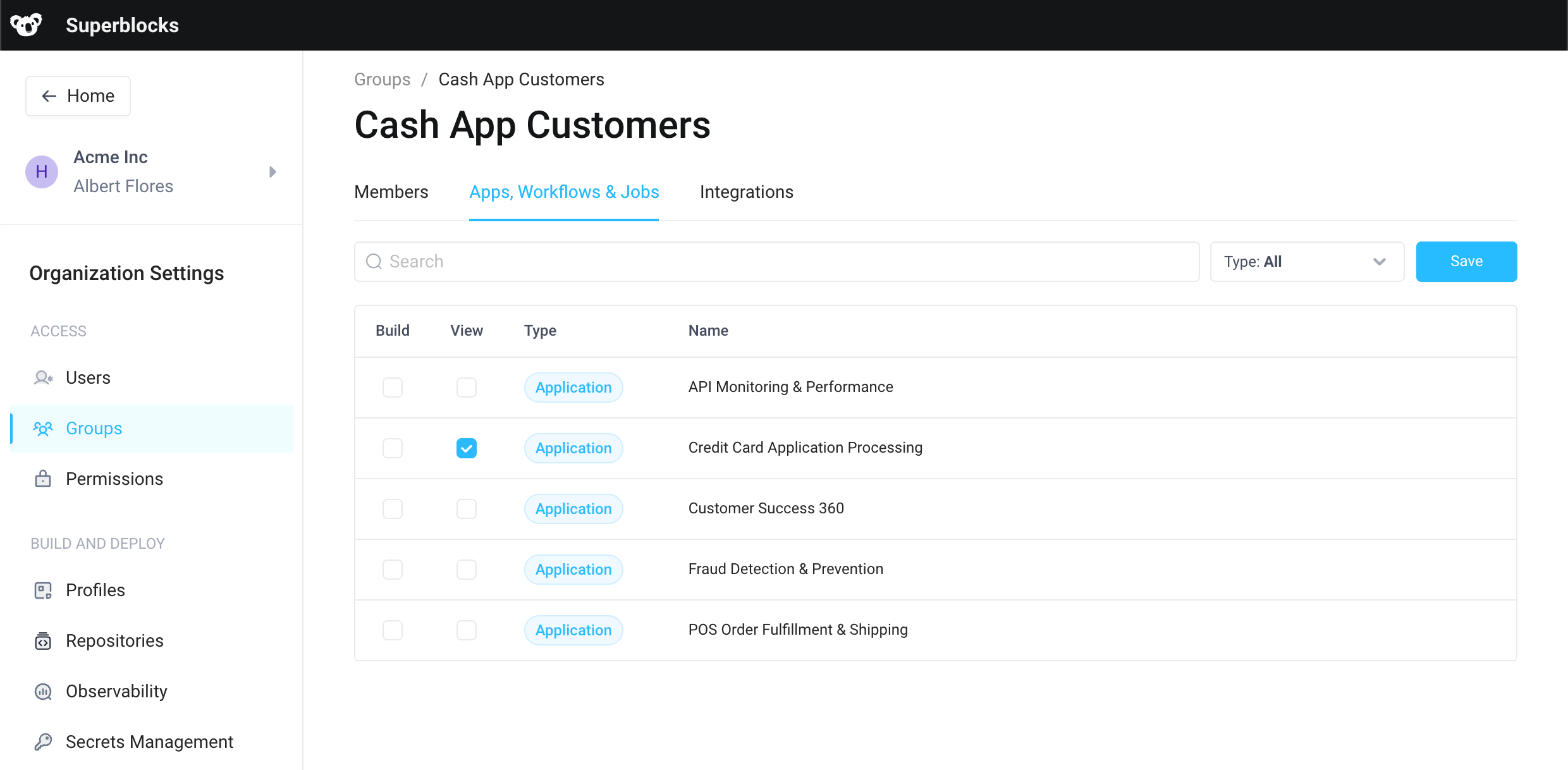 Cash App Customer user group with view access to &quot;Credit Card Application Processing&quot; tool