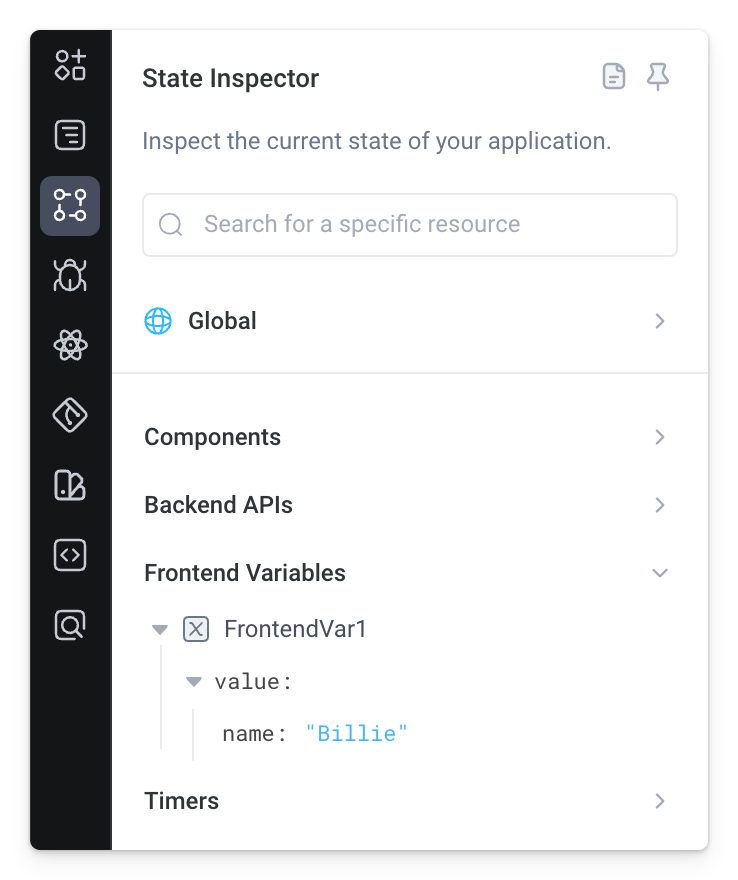 See a variable's value in the State Inspector panel