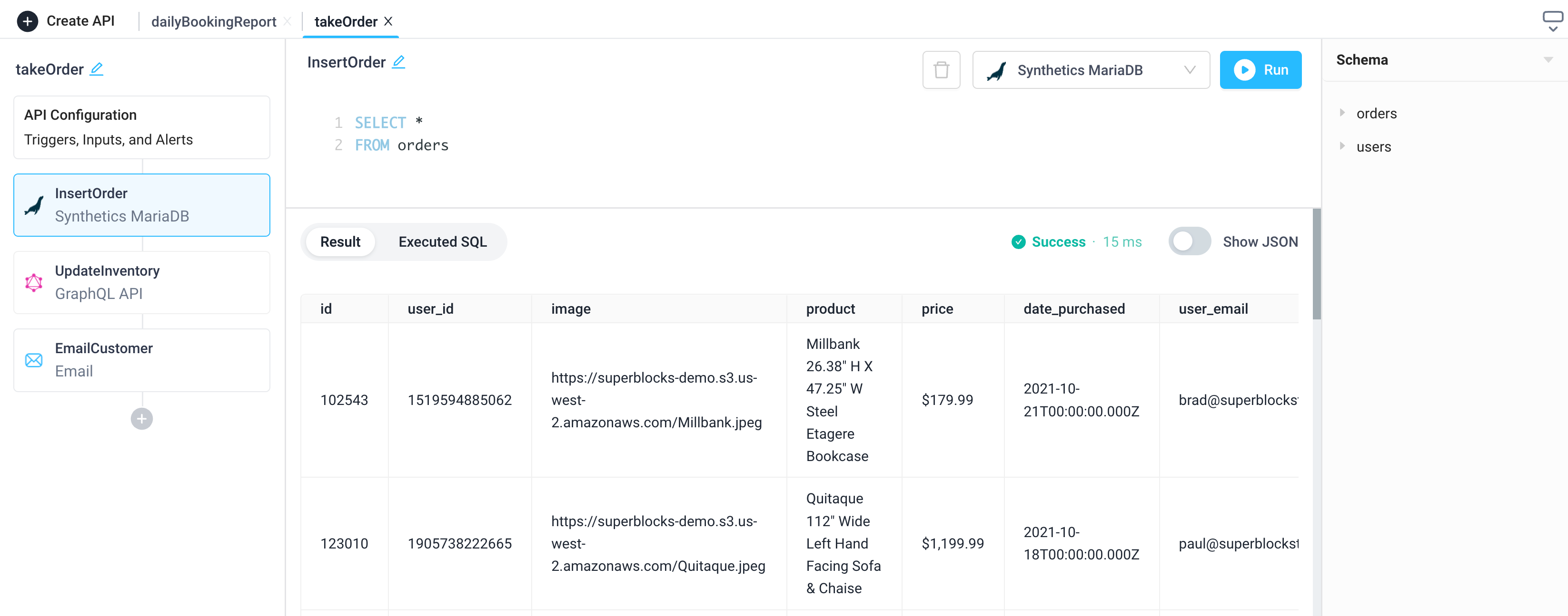 Read data from a MariaDB and use it within an Application