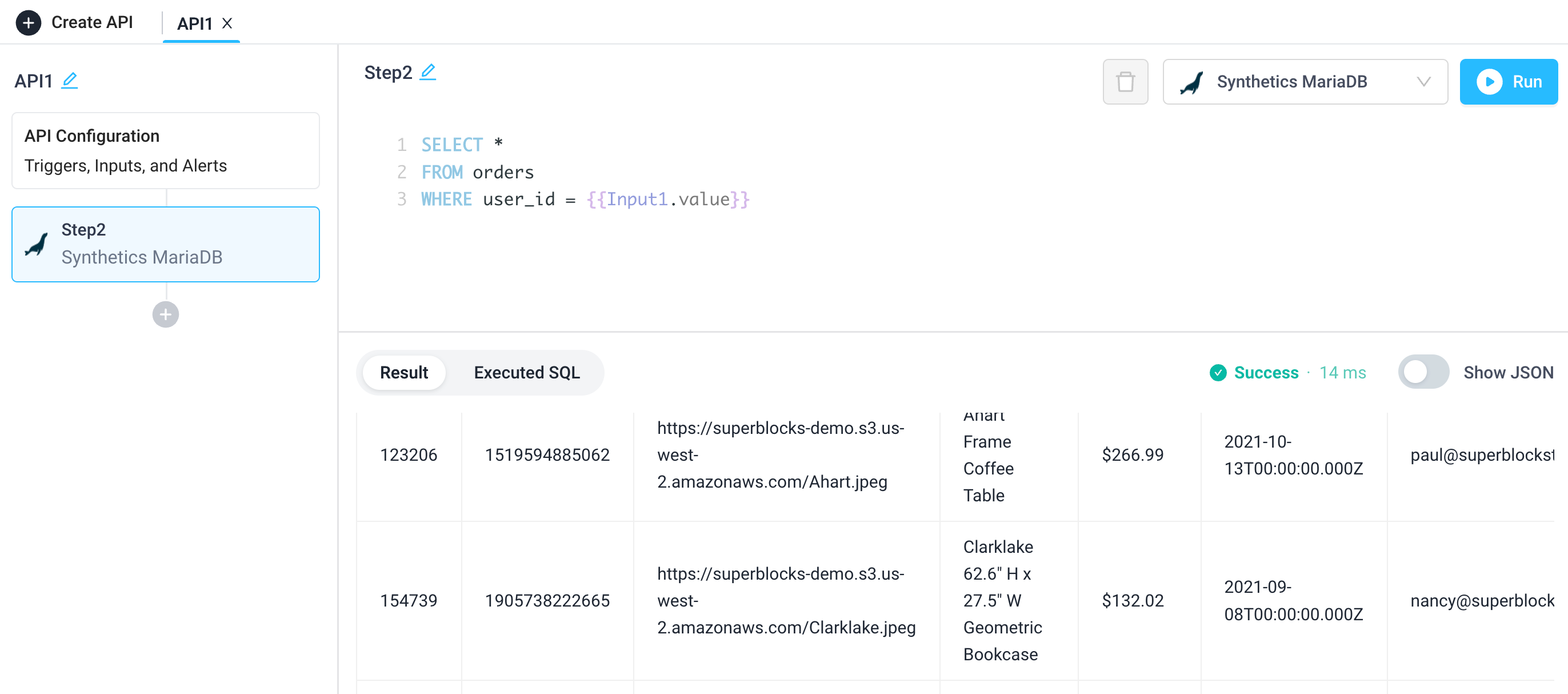 See the results of a MariaDB query