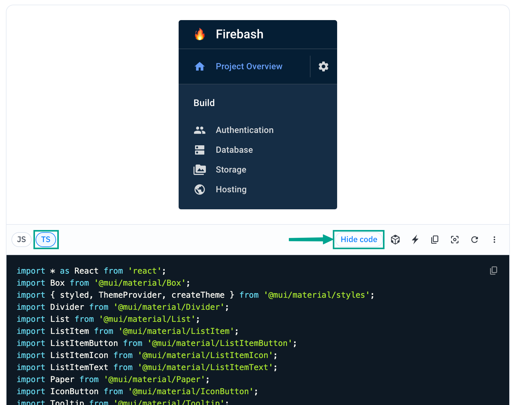 Reveal the TypeScript code of the Material UI List component.