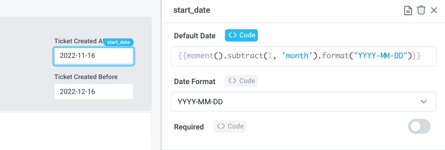 set date to 1 month ago with moment.js