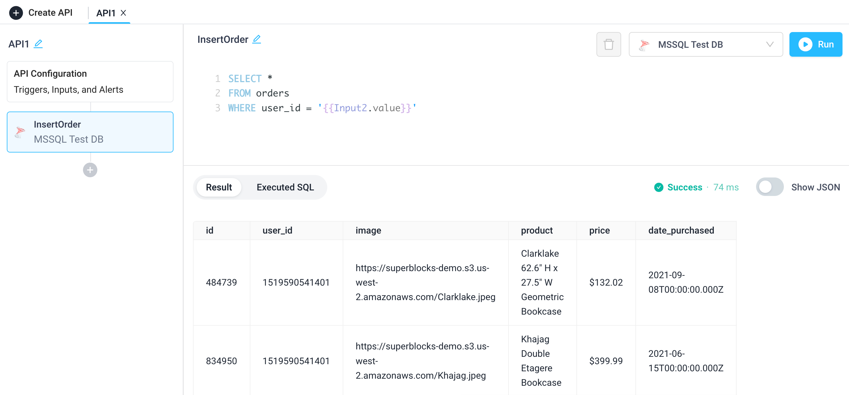 See the results of a Microsoft SQL Server query