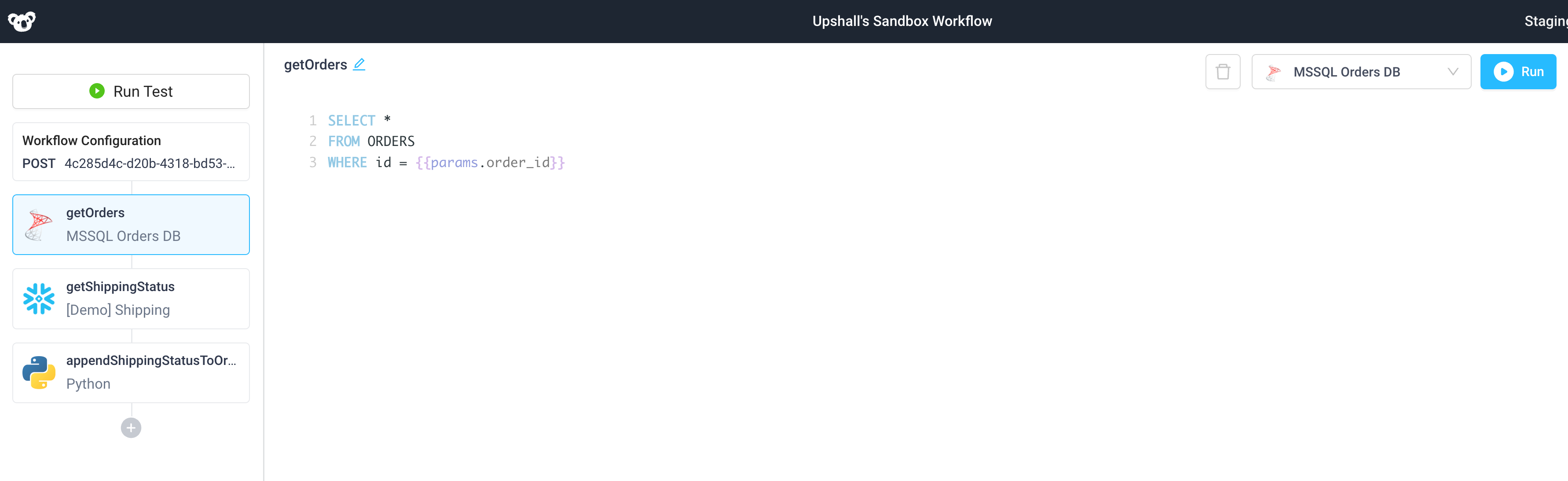 Use a workflow to enrich Microsoft SQL Server data with data from other datastores like Snowflake