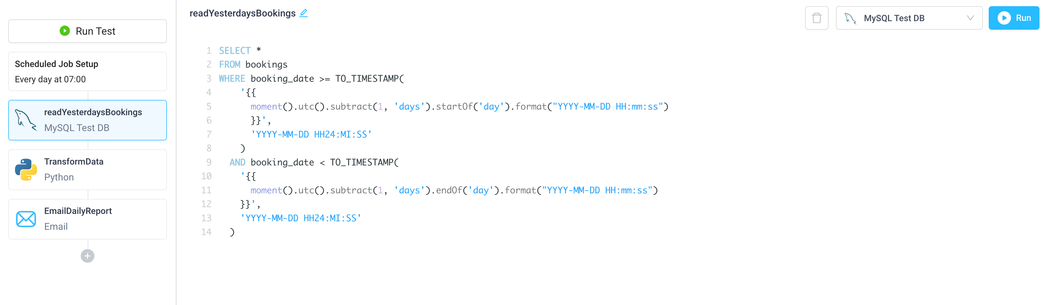 Use a scheduled job to query MySQL and send out a daily report