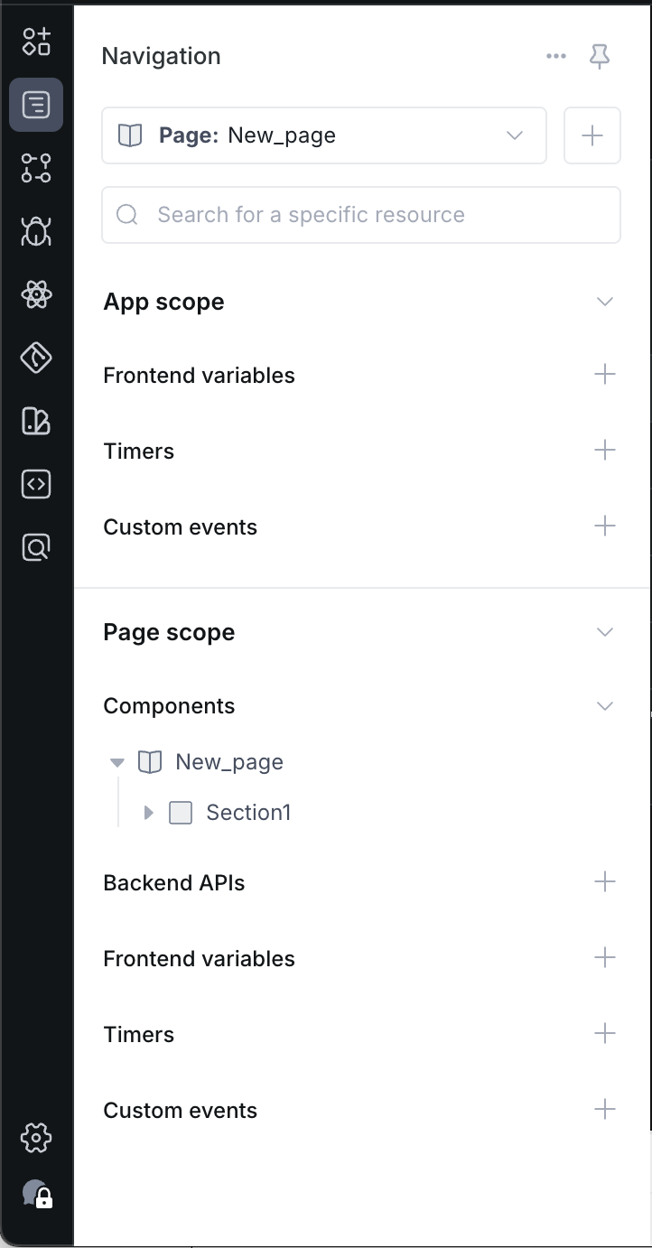 Nav with app and page scopes