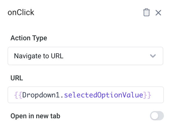 Use Navigate to URL to dynamically navigate to different pages in your app