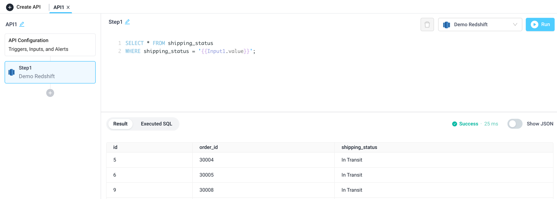 See the results of a Redshift query