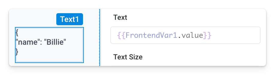 Reference frontend variable in a Text component