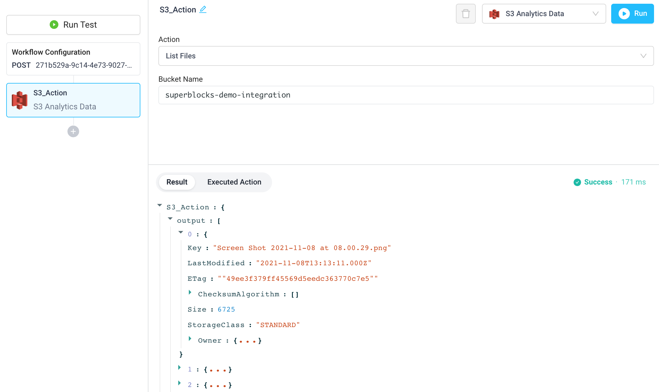 List files in an S3 bucket