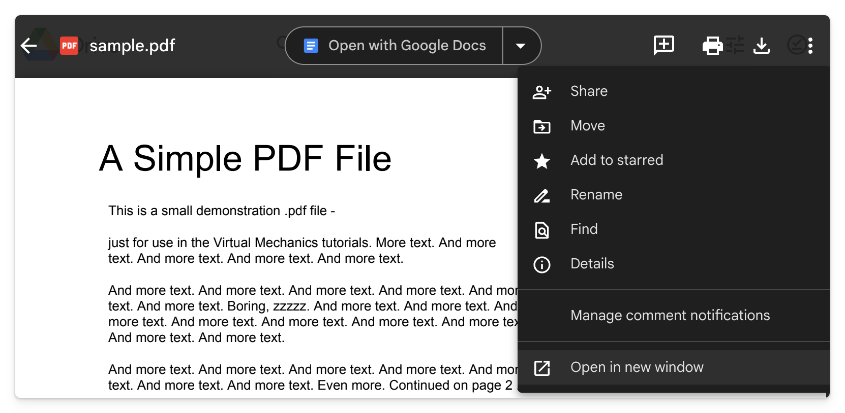 Open and retrieve the URL for your PDF in Google Drive
