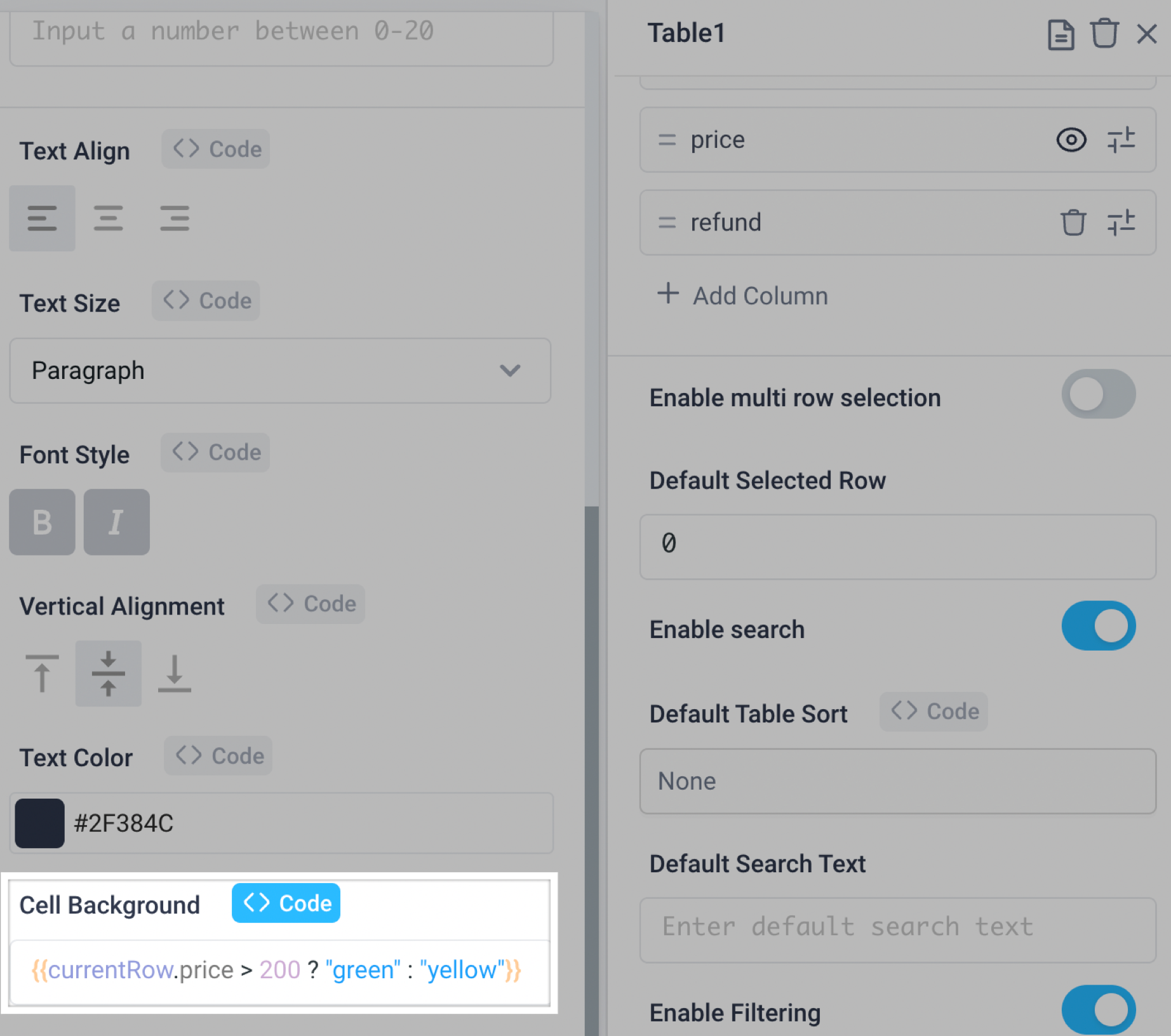 Add code to Cell Background property