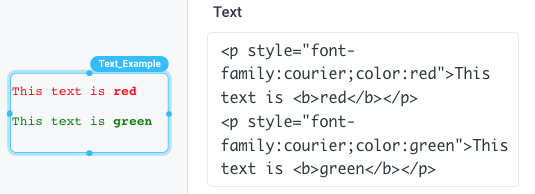 Customize text component styling and format with HTML