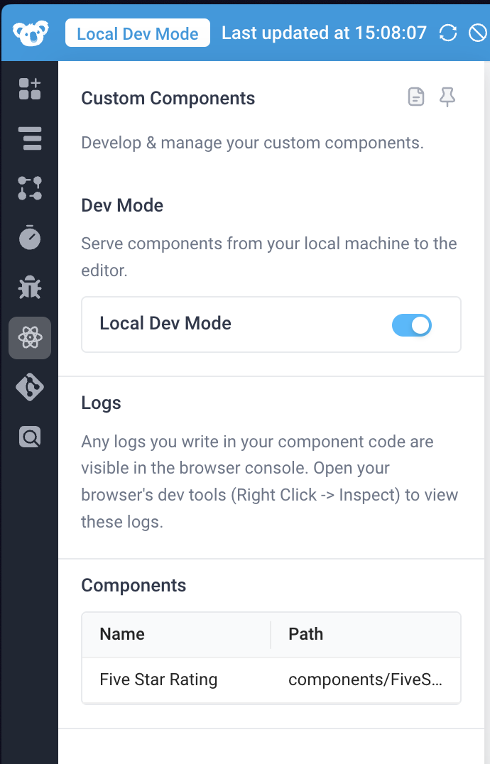 Custom components sidebar